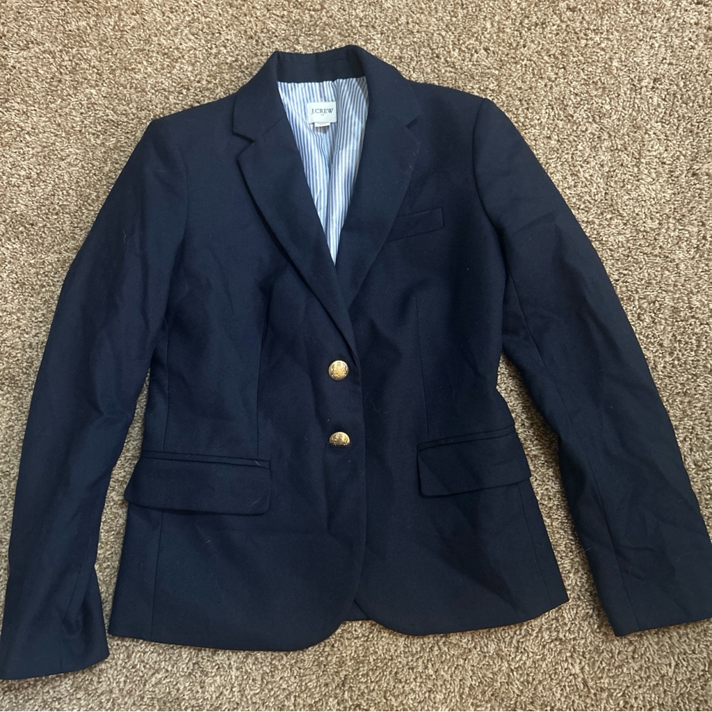J. Crew Dark Blue Blazer With Gold Accents Size 00 Petite